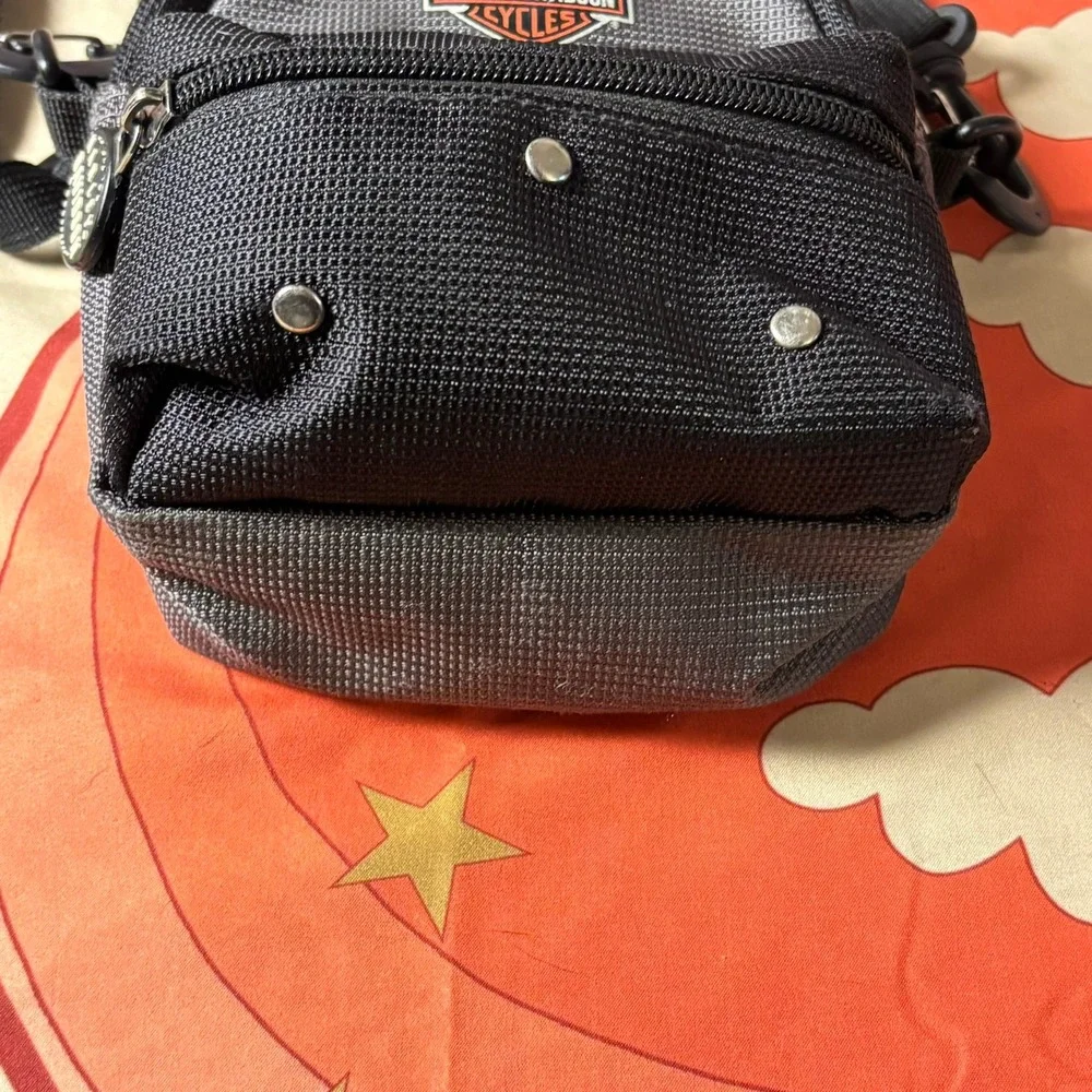 Harley Davidson Crossbody Bag Black Grey Biker Utility Small Motorcycle Logo Zip